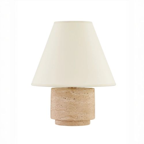 Бежевая настольная лампа “Бронко” из травертина