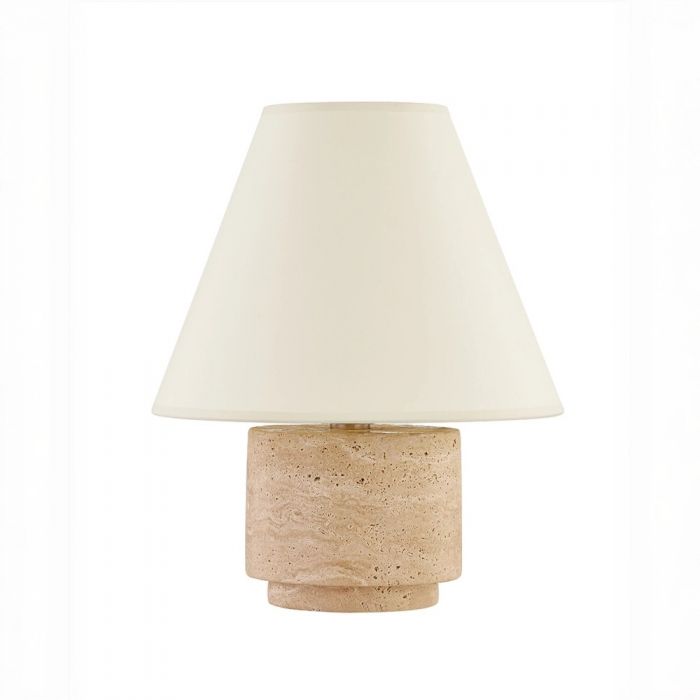 Бежевая настольная лампа “Бронко” из травертина