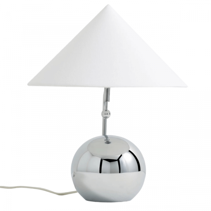 Серебристая лампа “Шанталь” с белым конусным абажуром