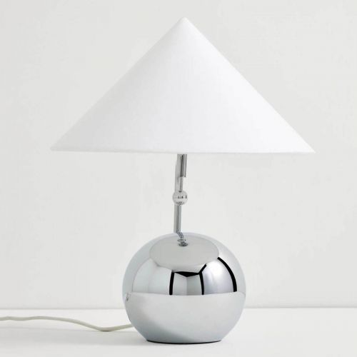 Серебристая лампа “Шанталь” с белым конусным абажуром