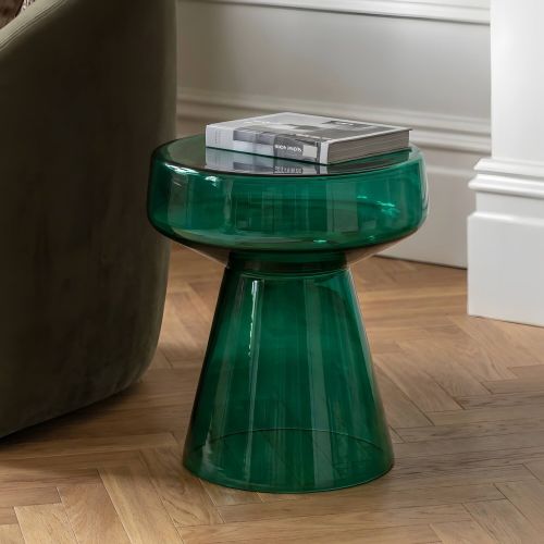 Тёмно-зелёный приставной столик “Флумс” Ø 37 см.