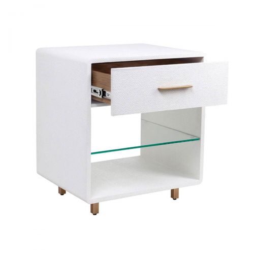 Белая прикроватная тумба с фактурной отделкой “Тейт”