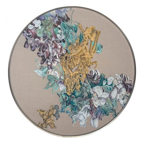 Круглая картина с росписью по ткани “Икеда”