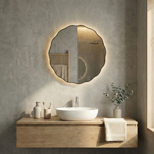 Фантазия (Fancy) S LED Черный Зеркало с подсветкой Ø60 см