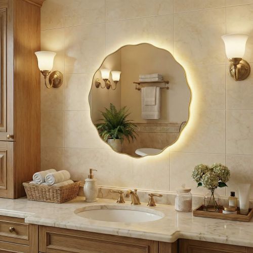 Фантазия (Fancy) M LED Золото Зеркало с подсветкой Ø80 см