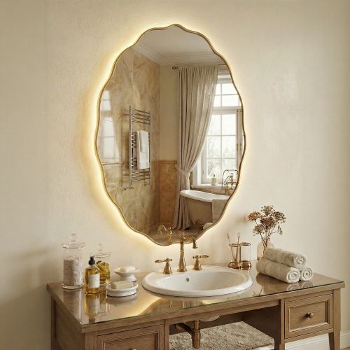 Фантазия (Fancy) Овал LED Золото Зеркало с подсветкой 60*80 см