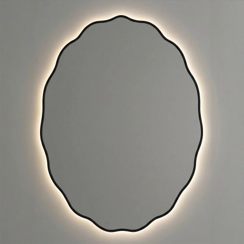 Фантазия (Fancy) Овал LED Черный Зеркало с подсветкой 60*80 см