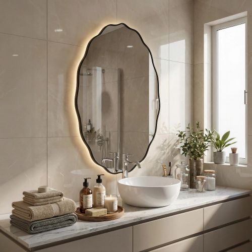 Фантазия (Fancy) Овал LED Черный Зеркало с подсветкой 60*80 см