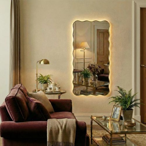 Фантазия (Fancy) L LED Золото Зеркало с подсветкой 60*120 см