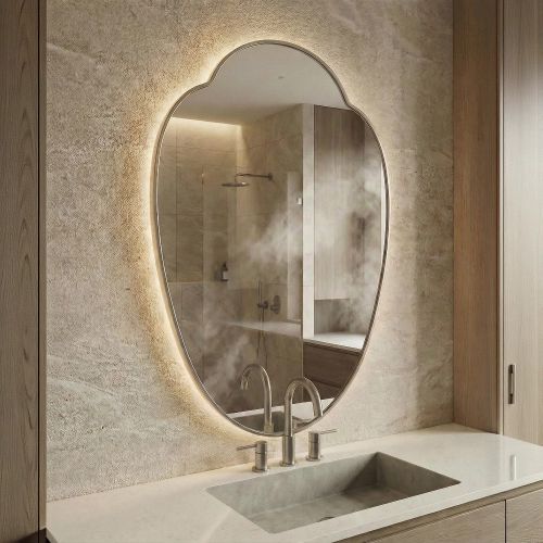 Милис (Milis) LED Серебро Зеркало с подсветкой 55*89 см