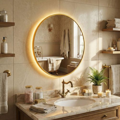 Ала (Ala) M LED Золото Зеркало с подсветкой Ø70 см