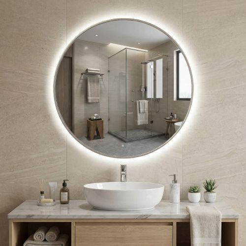 Ала (Ala) M LED Серебро Зеркало с подсветкой Ø70 см