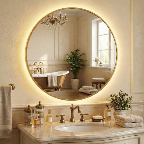 Ала (Ala) L LED Золото Зеркало с подсветкой Ø90 см