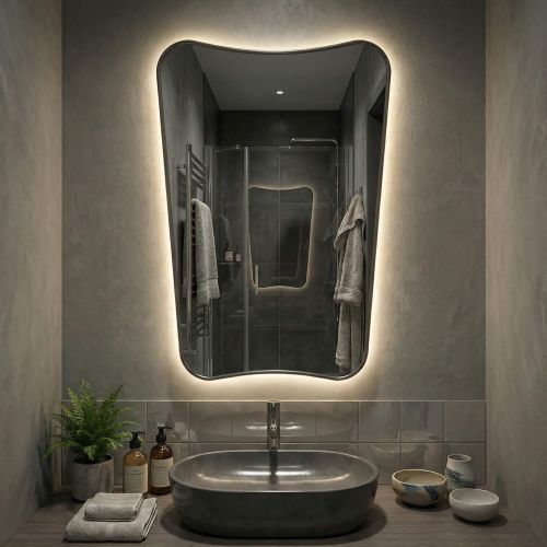 Небо (Sky) M LED Серебро Зеркало с подсветкой 45/60*85 см