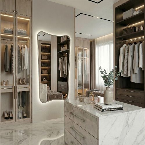 Небо (Sky) L LED Серебро Зеркало с подсветкой 45/65*130 см