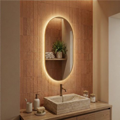 Капсула (Kapsel) S LED Золото Зеркало с подсветкой 40*85 см