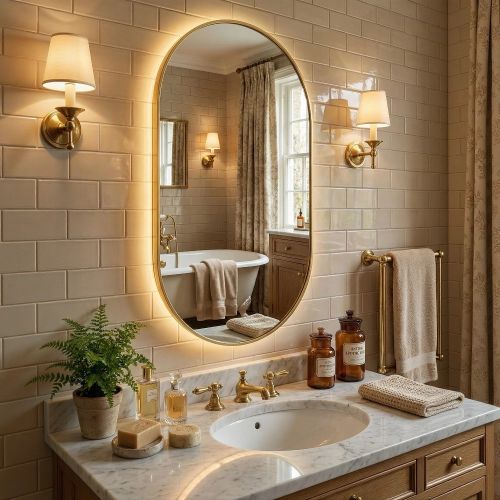 Капсула (Kapsel) M LED Золото Зеркало с подсветкой 45*95 см