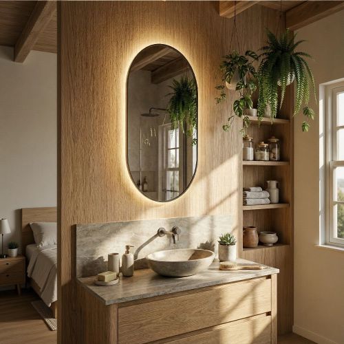 Капсула (Kapsel) M LED Черный Зеркало с подсветкой 45*95 см