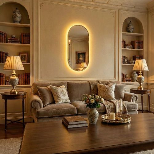 Капсула (Kapsel) L LED Золото Зеркало с подсветкой 50*135 см