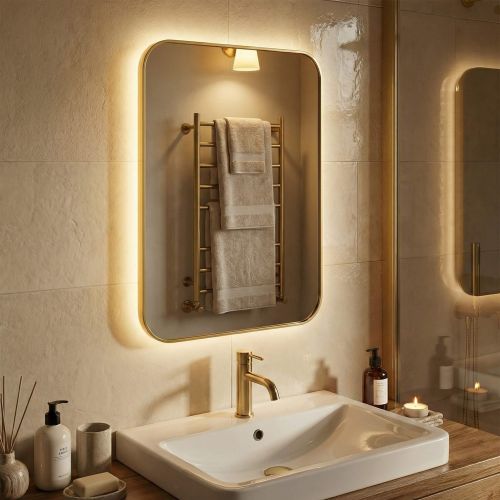 Смарт (Smart) M LED Золото Зеркало с подсветкой 60*90 см