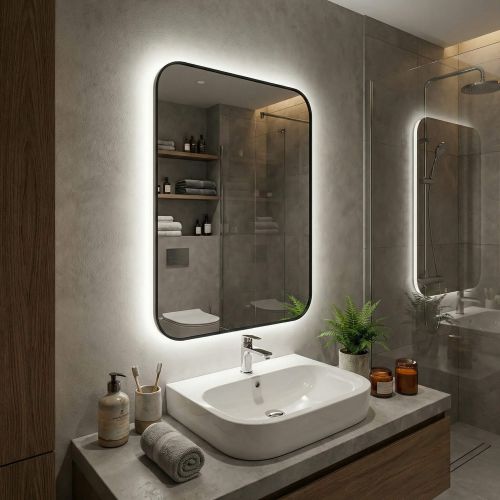 Смарт (Smart) M LED Черный Зеркало с подсветкой 60*90 см