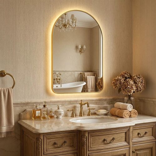 Арка (Arch) M LED Золото Зеркало с подсветкой 60*97 см