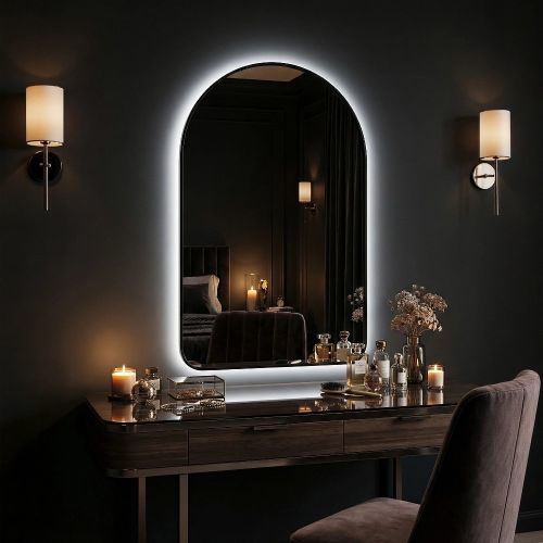 Арка (Arch) M LED Черный Зеркало с подсветкой 60*97 см