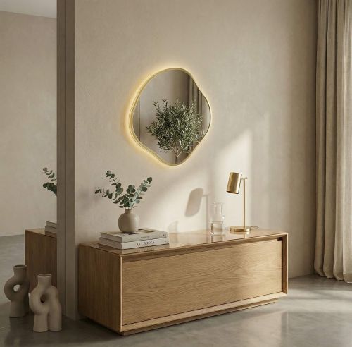 Органик (Organic) M LED Золото Зеркало с подсветкой Ø61 см