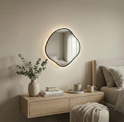 Органик (Organic) M LED Черный Зеркало с подсветкой Ø61 см