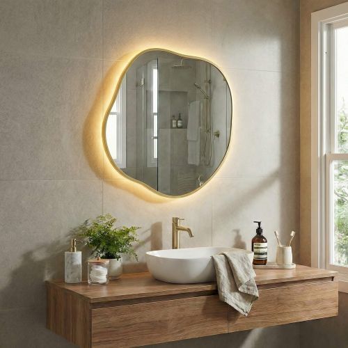 Органик (Organic) L LED Золото Зеркало с подсветкой Ø91 см