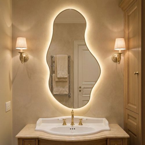 Озеро (Lake) LED Золото Зеркало с подсветкой 58*110 см