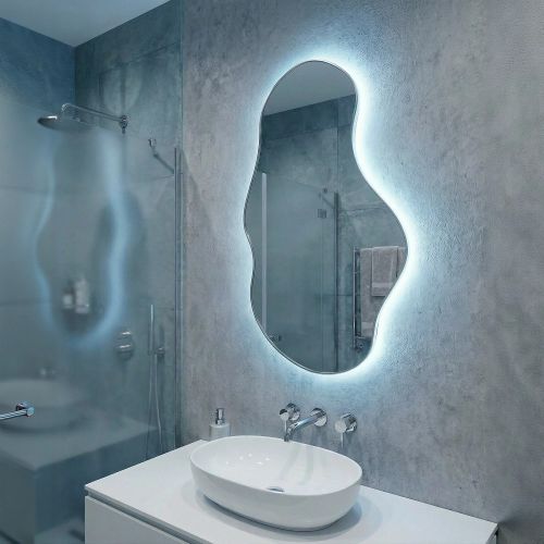 Озеро (Lake) LED Серебро Зеркало с подсветкой 58*110 см