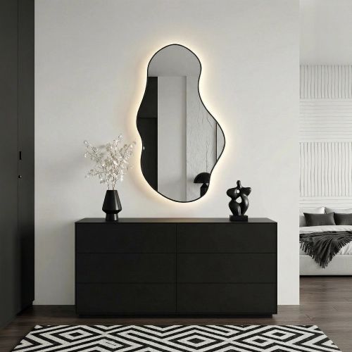 Озеро (Lake) LED Черный Зеркало с подсветкой 58*110 см