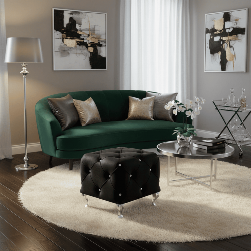 Пуф Signal HESTIA K VELVET (черный/серебряный)