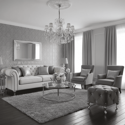 Пуф Signal HESTIA K VELVET (серый/серебряный)