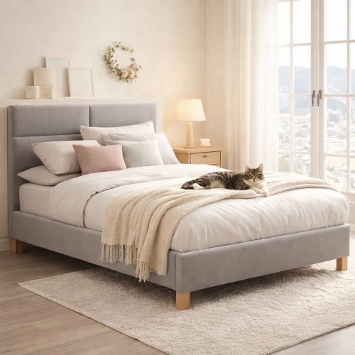 Кровать Signal SIERRA VELVET BLUVEL03 (светло-серый/дуб) 120/200