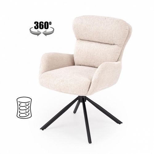 Стул HALMAR K593 светло-бежевый/черный, поворотный