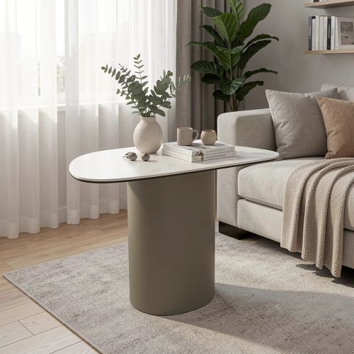 Стол журнальный SIGNAL BELLO B Ceramic белый Nature Claud/медный 75/50