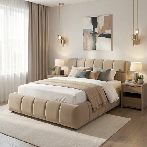 Кровать SIGNAL PARMA Velvet Bluvel 40 темно-бежевый 160/200
