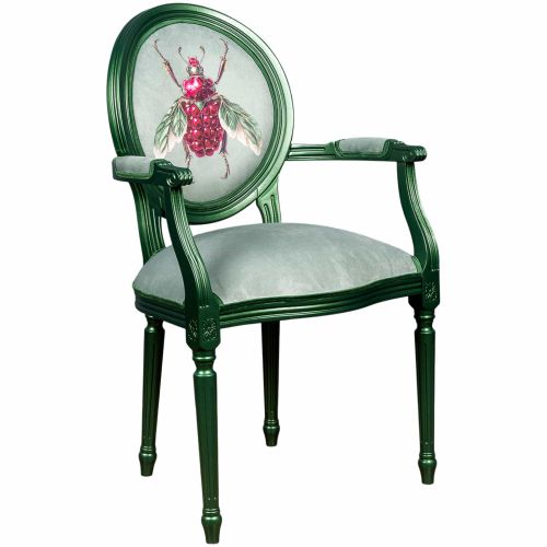 Кресло (стул с подлокотниками) «Жук Малина-Августина» Green pearl
