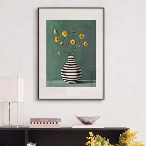 Постер “Flowers &amp; striped vase”
