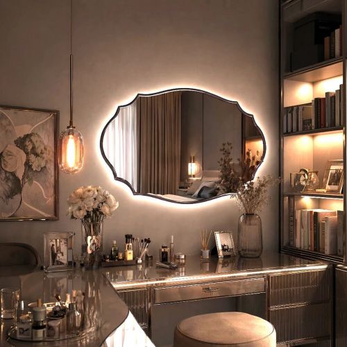 Антика (Antika) Овал LED Черный Зеркало в раме с подсветкой 60*95 см
