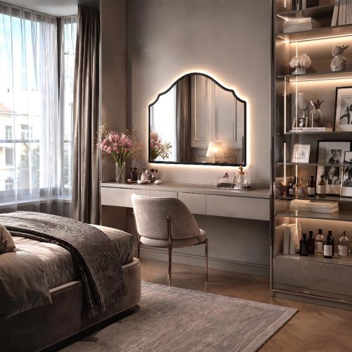 Антика (Antika) L LED Черный Зеркало в раме с подсветкой 120*80см