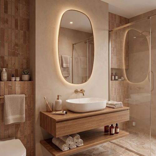 Ово (Ovo) M LED Золото Зеркало с подсветкой 52,5*100 см