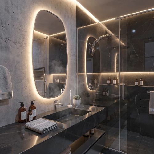 Ово (Ovo) M LED Серебро Зеркало с подсветкой 52,5*100 см