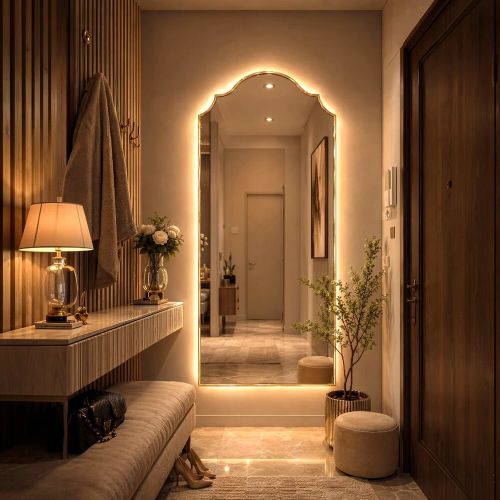 Антика (Antika) XL LED Золото Зеркало в полный рост в раме с подсветкой 70*180 см