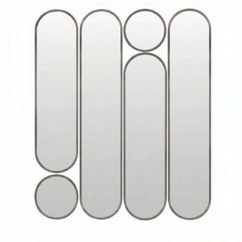 Деко (Deko mod.4) Серебро Сет из 6-ти зеркал 2х35*160, 2х35*125, 2хØ35см