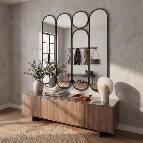 Деко (Deko mod.4) Черный Сет из 6-ти зеркал 2х35*160, 2х35*125, 2хØ35см