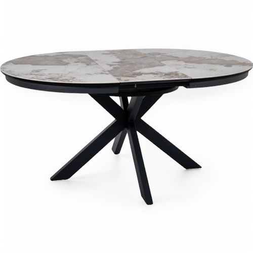 Стол обеденный SIGNAL PORTO Ceramic белый Pandoro/черный 120-160/120