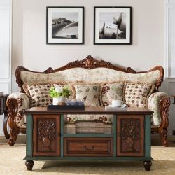 Журнальный стол Cilan, синий с коричневым